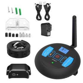 1Set Wireless Electric Dog Fence Pet Shock Boundary Containment System Electric Training Collar For Small Medium Large Dogs (Option: System)