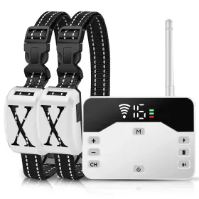 Wireless Electric Dog Fence Waterproof Pet Shock Boundary Containment System Electric Training Collar For Small Medium Large Dogs (Option: Fencewith2Collar-White)