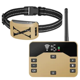 Wireless Electric Dog Fence Waterproof Pet Shock Boundary Containment System Electric Training Collar For Small Medium Large Dogs (Option: Fencewith1collar-Gold)