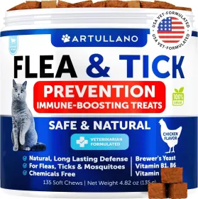 Flea Treatment for Cats Natural Flea and Tick Prevention Supplement for Cats Kittens Chewable Daily Oral Pills with Vitamins 135 Soft Chews Skin (Option: 1pcs)