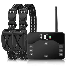 Wireless Electric Dog Fence Waterproof Pet Shock Boundary Containment System Electric Training Collar For Small Medium Large Dogs (Option: Fencewith2Collar-Black)